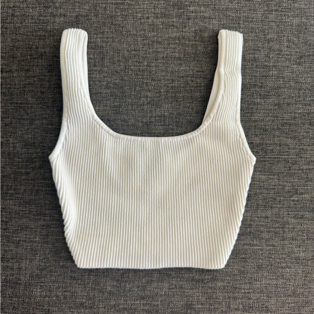 Aritzia White Ribbed Tank Top